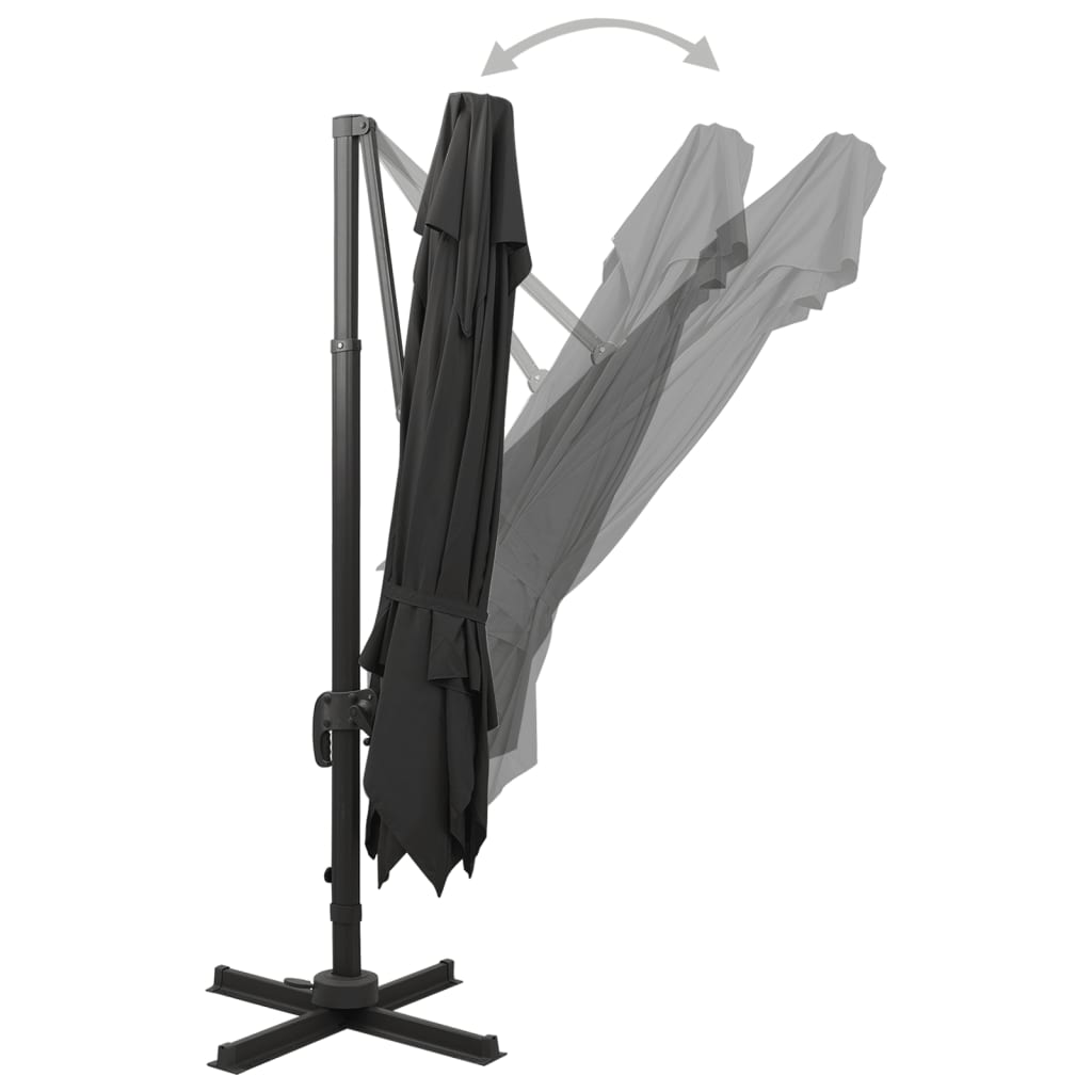vidaXL Cantilever Garden Parasol | Black | Fabric with PA coating