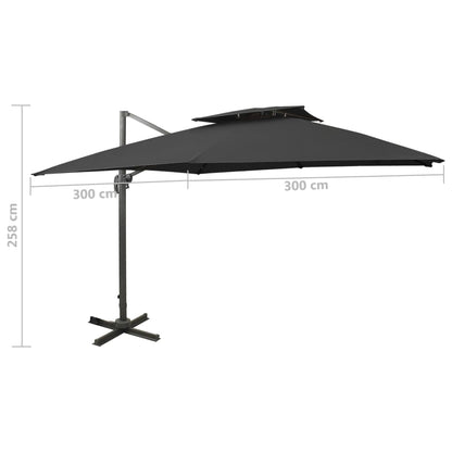 vidaXL Cantilever Garden Parasol | Black | Fabric with PA coating