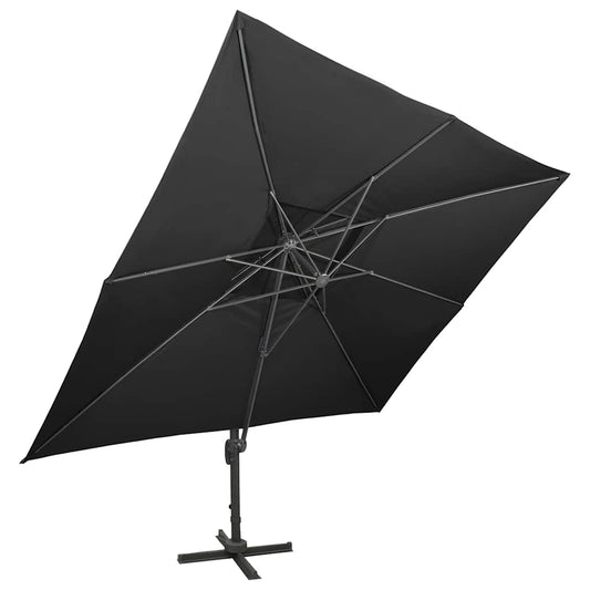 312377 vidaXL Cantilever Garden Parasol with Double Top Black 400x300 cm