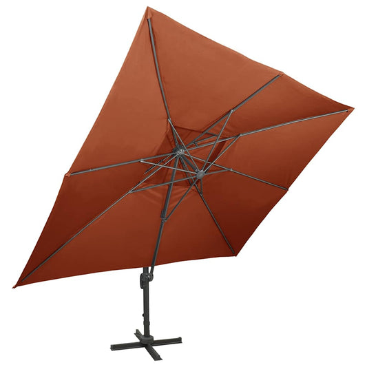 312383 vidaXL Cantilever Garden Parasol with Double Top Terracotta 400x300 cm