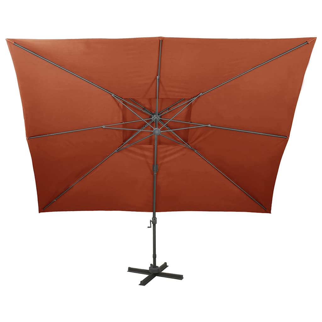 312383 vidaXL Cantilever Garden Parasol with Double Top Terracotta 400x300 cm