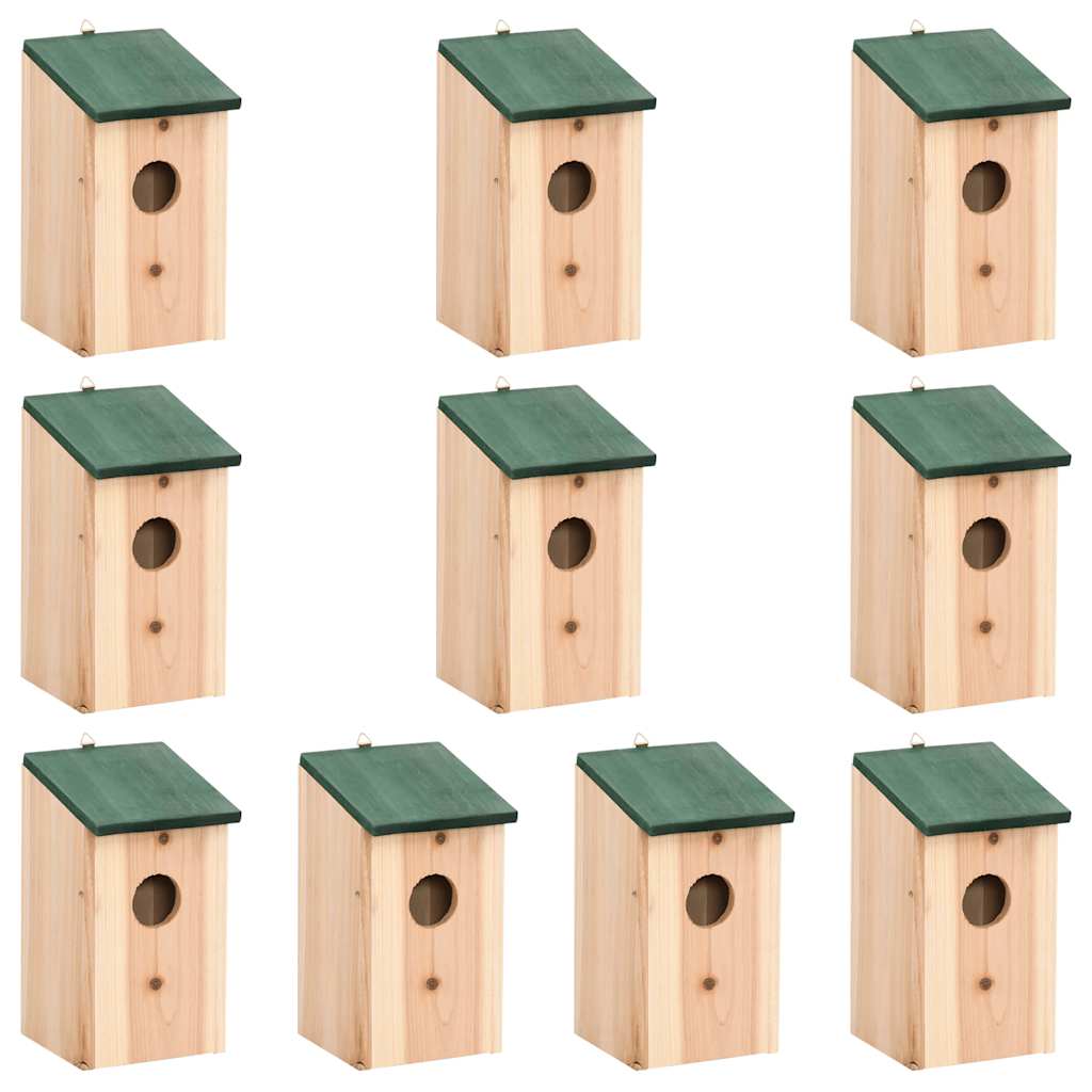 vidaXL Bird House | Set of 10 | Wood | Solid Firwood | Small | Hanging mounting