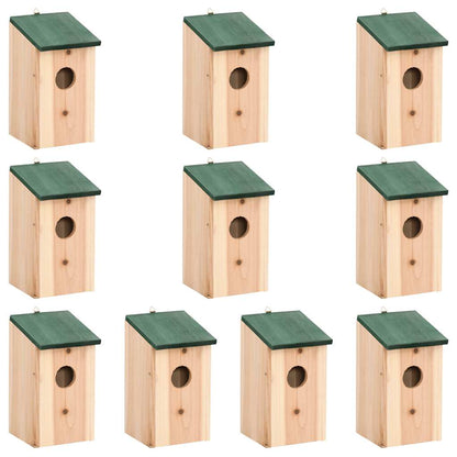 vidaXL Bird House | Set of 10 | Wood | Solid Firwood | Small | Hanging mounting