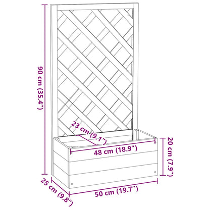 vidaXL Garden Trellis Planter Grey 50x25x90 cm Solid Firwood