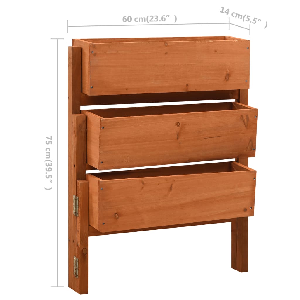 vidaXL Garden Folding Planter Orange 60x14x75 cm Solid Firwood