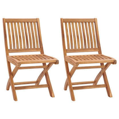 vidaXL Garden Chair | Set of 2 | Teak | Solid teak wood | Medium | Foldable