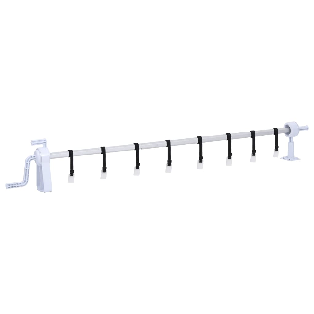 vidaXL Pool Cover Roller | White | Plastic | Adjustable | Telescopic technology