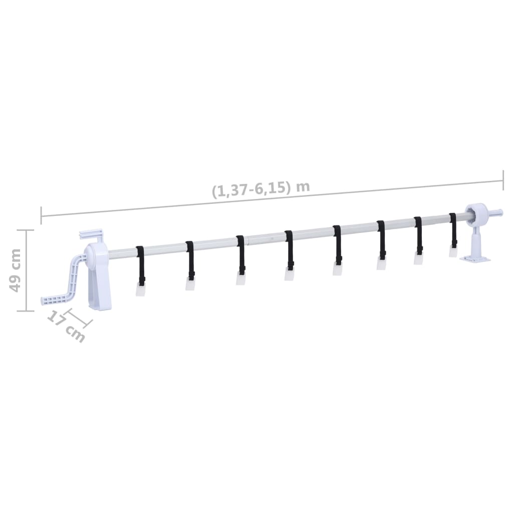 vidaXL Pool Cover Roller | White | Plastic | Adjustable | Telescopic technology