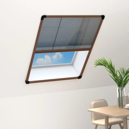 148654 vidaXL Plisse Insect Screen for Windows Aluminium Brown 80x100 cm