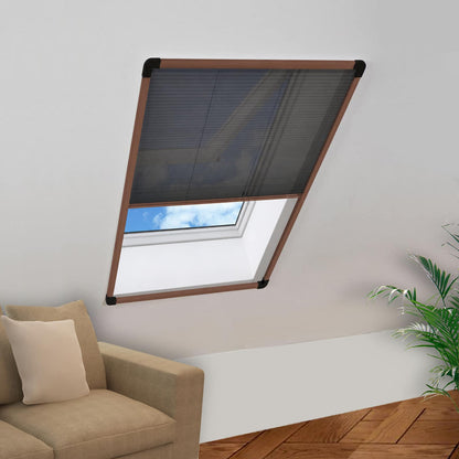 148654 vidaXL Plisse Insect Screen for Windows Aluminium Brown 80x100 cm