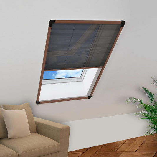 148654 vidaXL Plisse Insect Screen for Windows Aluminium Brown 80x100 cm