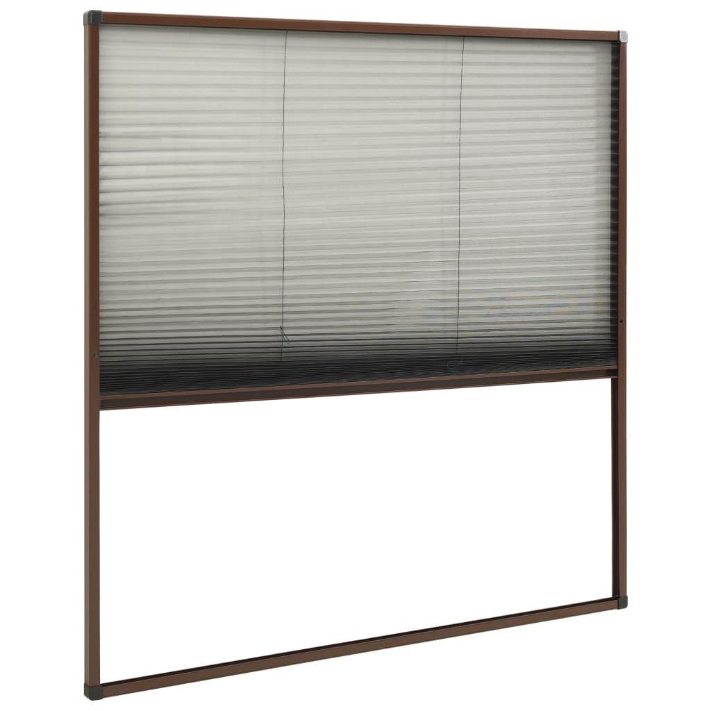 vidaXL Plisse Insect Screen for Windows Aluminium Brown 120x120 cm