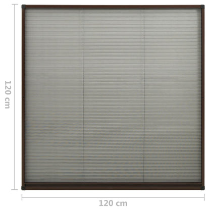 vidaXL Plisse Insect Screen for Windows Aluminium Brown 120x120 cm