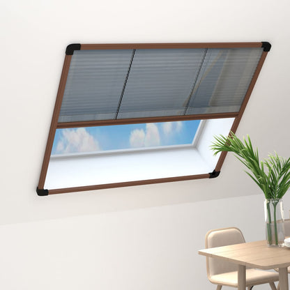 vidaXL Plisse Insect Screen for Windows Aluminium Brown 120x120 cm