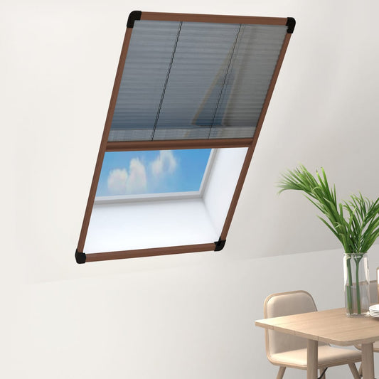 148658 vidaXL Plisse Insect Screen for Windows Aluminium Brown 80x160 cm