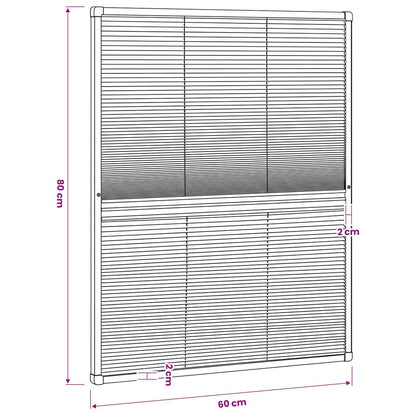 148682 vidaXL Plisse Insect Screen for Windows Aluminium 60x80 cm with Shade