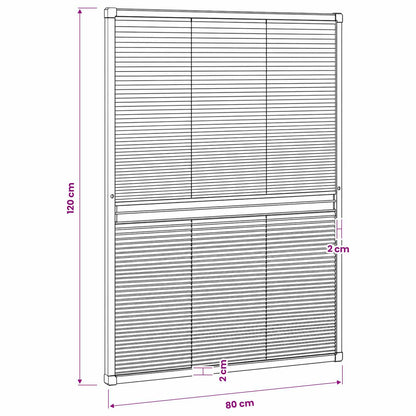 148684 vidaXL Plisse Insect Screen for Windows Aluminium 80x120 cm with Shade