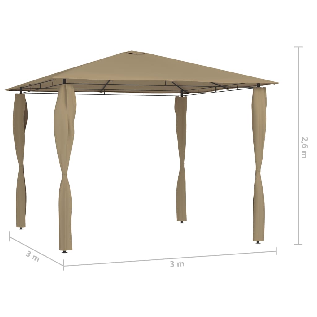 vidaXL Gazebo | Taupe | Fabric, steel | 3x3m |  UV-resistant materials  | Gazebo