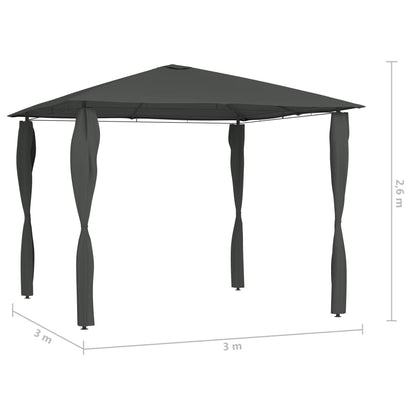 vidaXL Gazebo with Post Covers 3x3x2.6 m Anthracite 160 g/m²