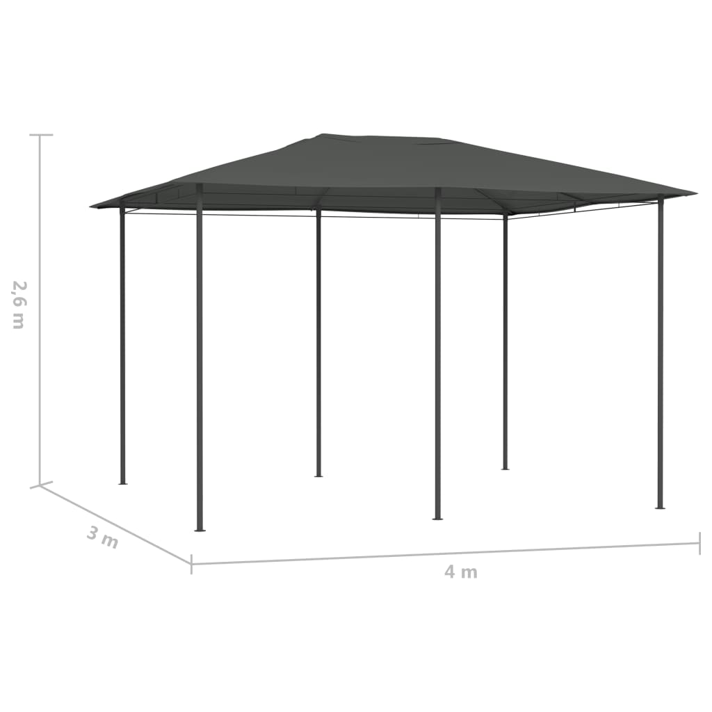 vidaXL Gazebo | Anthracite | Fabric, steel | 3x4 meters | Seats Many | Gazebo