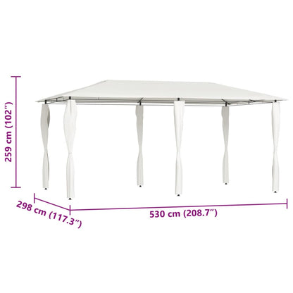 vidaXL Gazebo with Post Covers 2.98x5.3x2.59 m Cream 160 g/m²