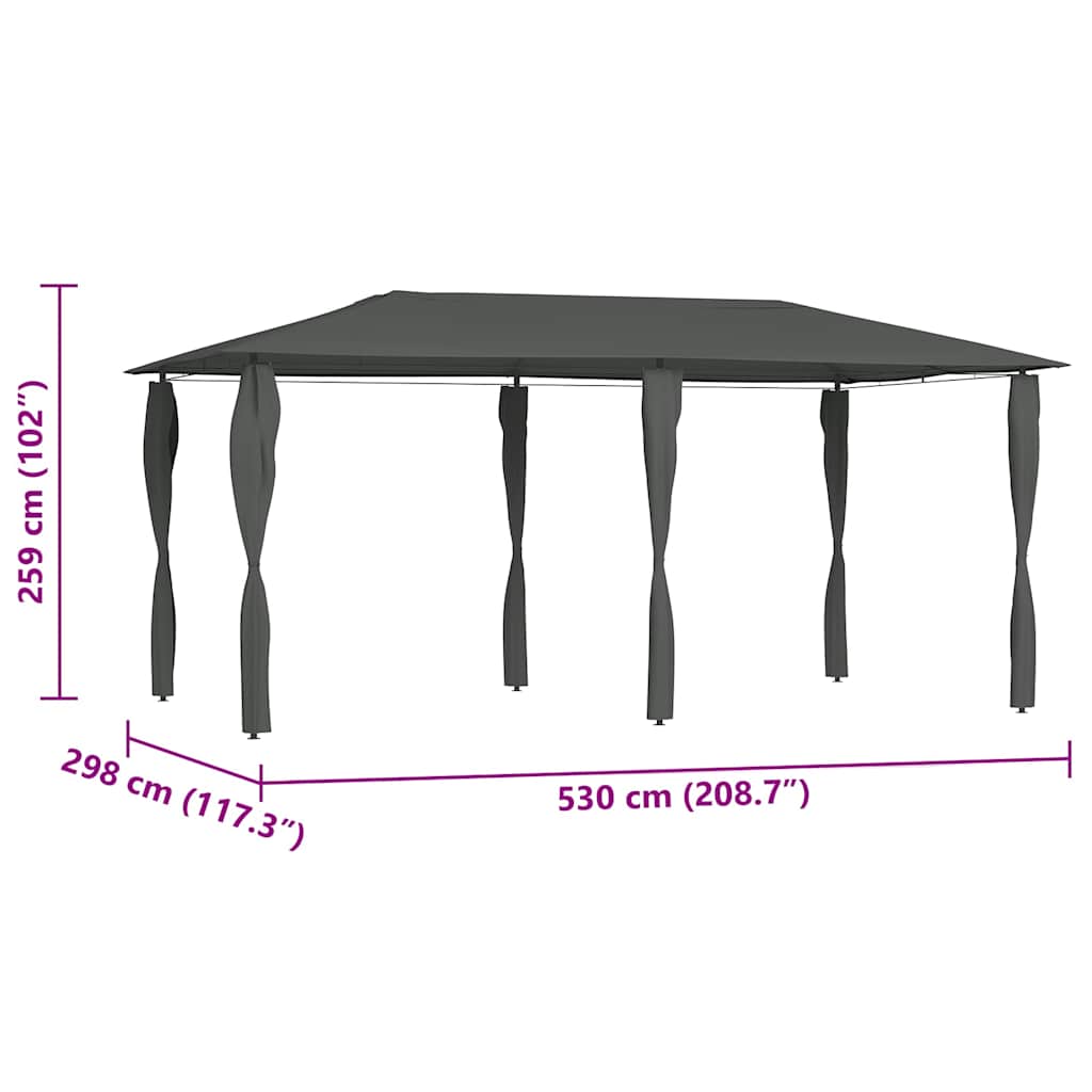 vidaXL Gazebo with Post Covers 2,98x5,3x2,59 m Anthracite 160 g/m²