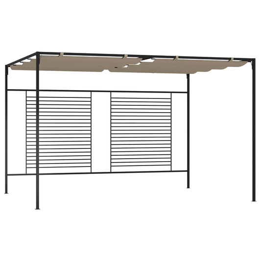 vidaXL Gazebo with Retractable Roof 3x4x2,3 m Taupe 180 g/m²