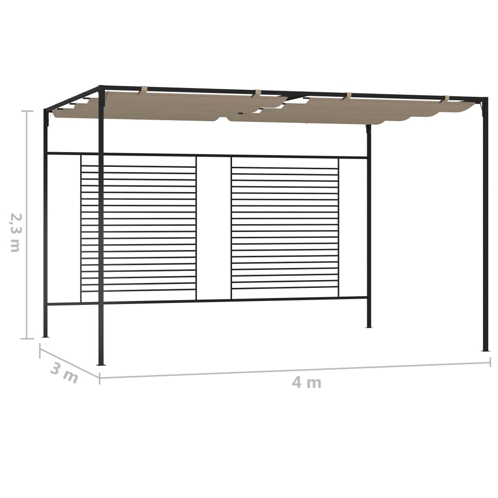 vidaXL Gazebo with Retractable Roof 3x4x2,3 m Taupe 180 g/m²