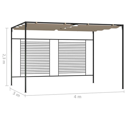 vidaXL Gazebo with Retractable Roof 3x4x2,3 m Taupe 180 g/m²
