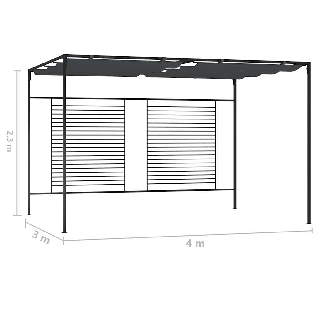 vidaXL Gazebo with Retractable Roof 4x3x2,3 m Anthracite 180 g/m²