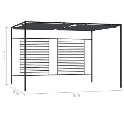 vidaXL Gazebo with Retractable Roof 4x3x2,3 m Anthracite 180 g/m²