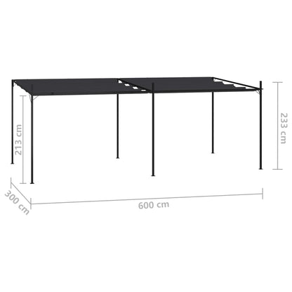 vidaXL Gazebo with Retractable Roof 600x300x233 cm Anthracite