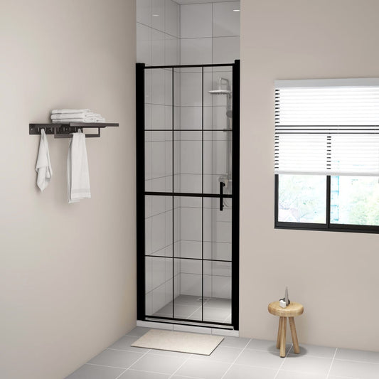 vidaXL Shower Door Tempered Glass 81x195 cm Black