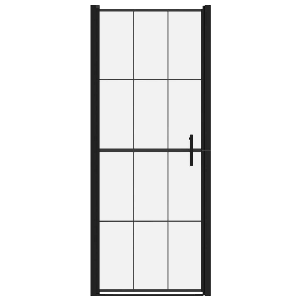 vidaXL Shower Door Tempered Glass 91x195 cm Black