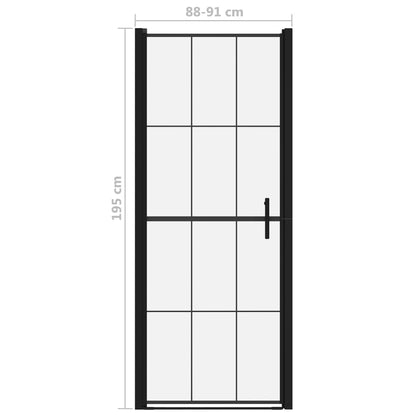 vidaXL Shower Door Tempered Glass 91x195 cm Black
