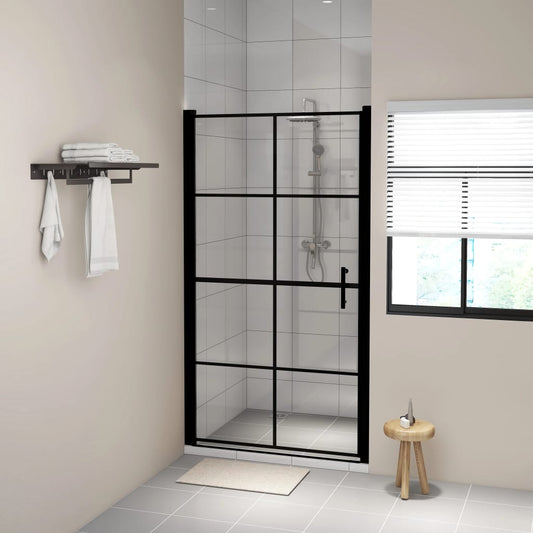 vidaXL Shower Doors Tempered Glass 100x178 cm Black