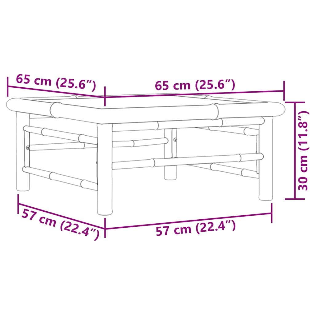 vidaXL Garden Table | Natural Bamboo | Bamboo | 65 x 65 x 30 cm | Lightweight