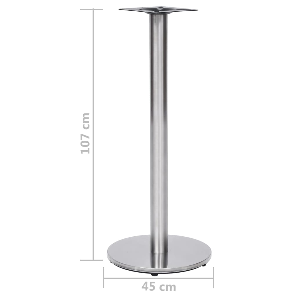 vidaXL Bistro Table Leg | Silver | Stainless steel | Ø45 x 107 cm |  Industrial