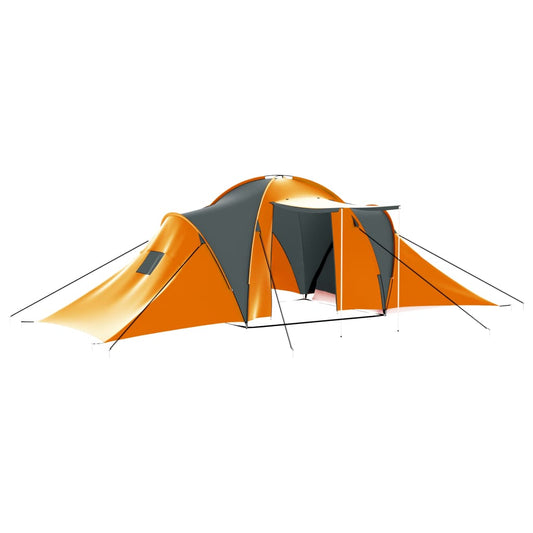 93181 vidaXL Camping Tent 9 Persons Fabric Grey and Orange