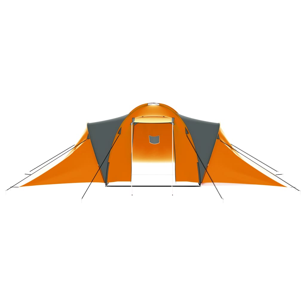 93181 vidaXL Camping Tent 9 Persons Fabric Grey and Orange