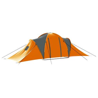 93181 vidaXL Camping Tent 9 Persons Fabric Grey and Orange