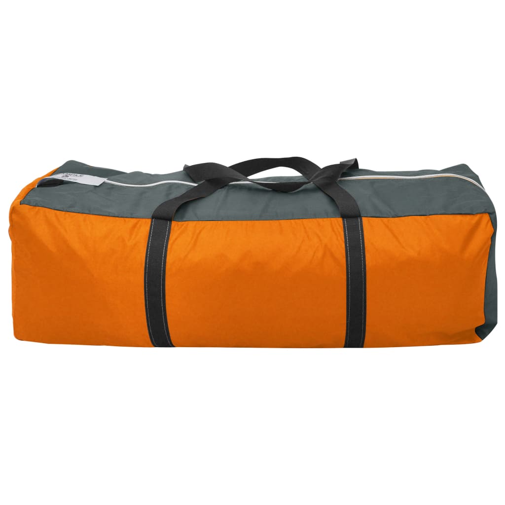 93181 vidaXL Camping Tent 9 Persons Fabric Grey and Orange