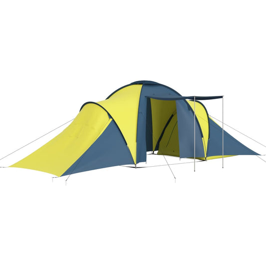 93185 vidaXL Camping Tent 6 Persons Blue and Yellow
