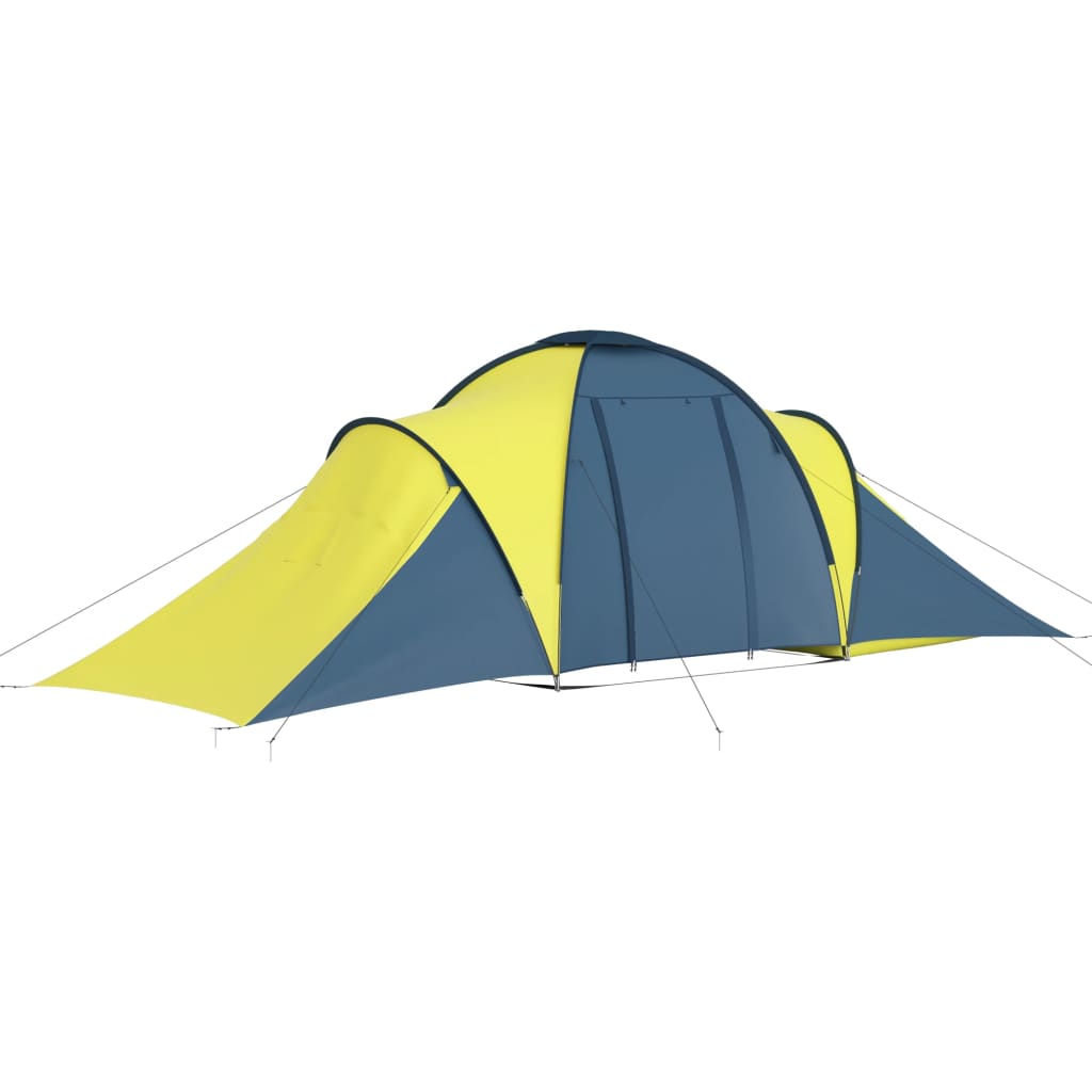 93185 vidaXL Camping Tent 6 Persons Blue and Yellow