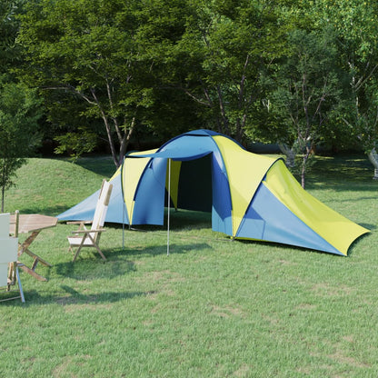 93185 vidaXL Camping Tent 6 Persons Blue and Yellow