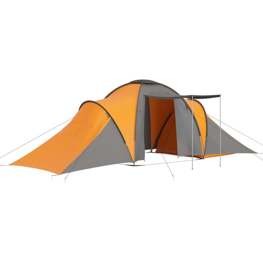 93186 vidaXL Camping Tent 6 Persons Grey and Orange