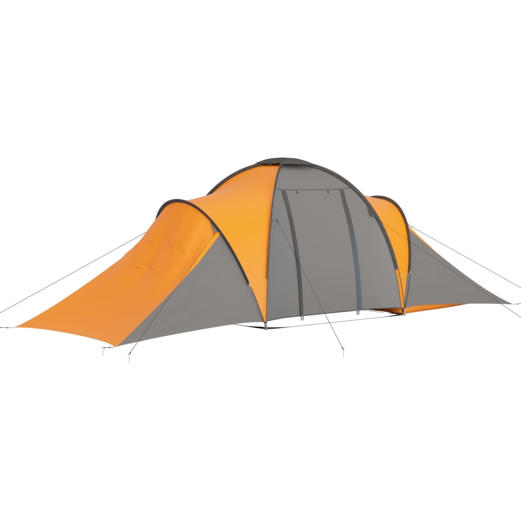 93186 vidaXL Camping Tent 6 Persons Grey and Orange
