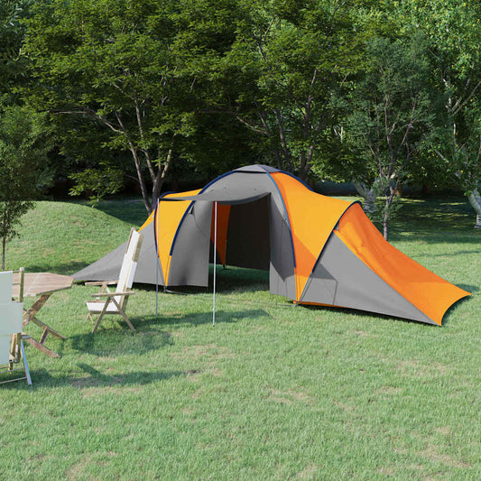 93186 vidaXL Camping Tent 6 Persons Grey and Orange