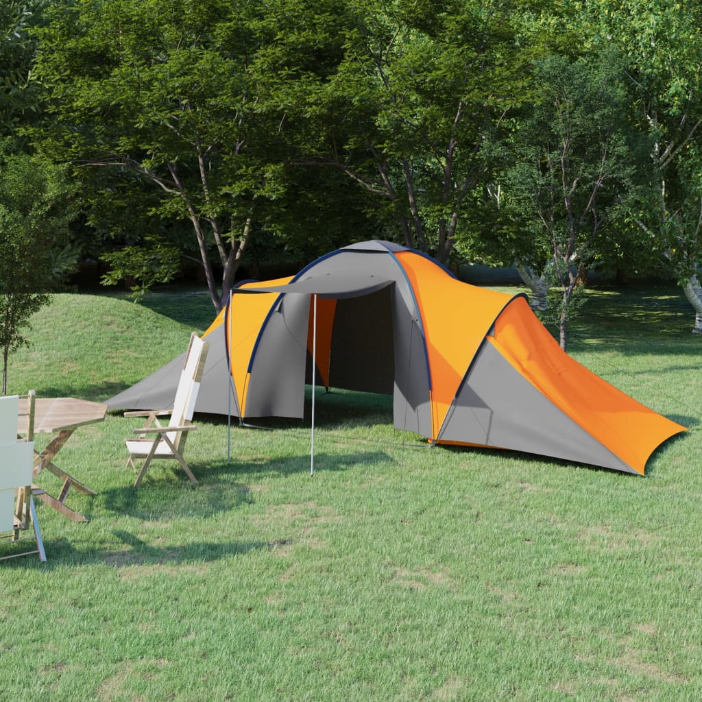 93186 vidaXL Camping Tent 6 Persons Grey and Orange