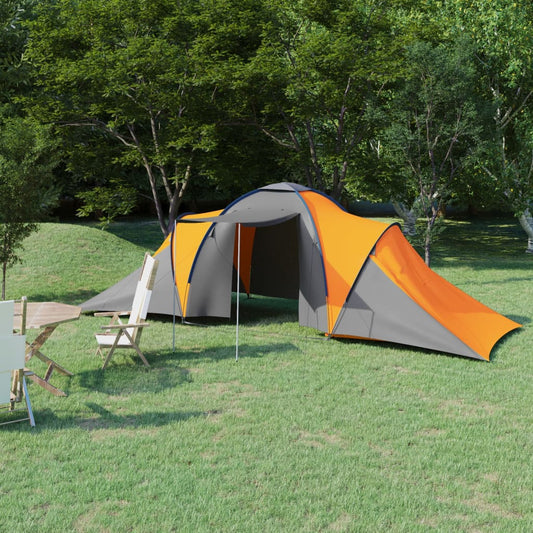93186 vidaXL Camping Tent 6 Persons Grey and Orange